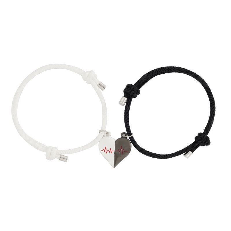 Heart-shaped Magnetic Buckle Bracelet Europe And America Creative Personality Alloy Couple