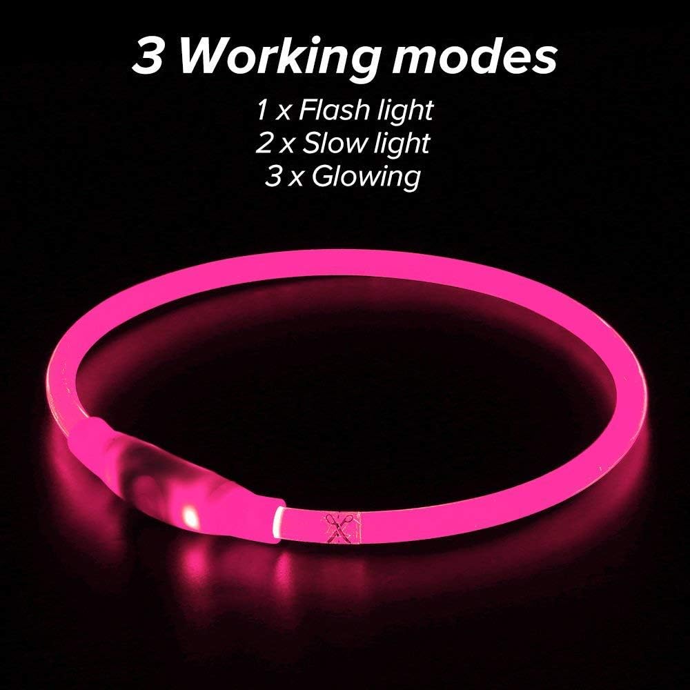 LED Dog Collar USB Rechargeable Glowing Pet Collars Lighted Up Safety Necklace Glow In The Dark For You Your Dogs