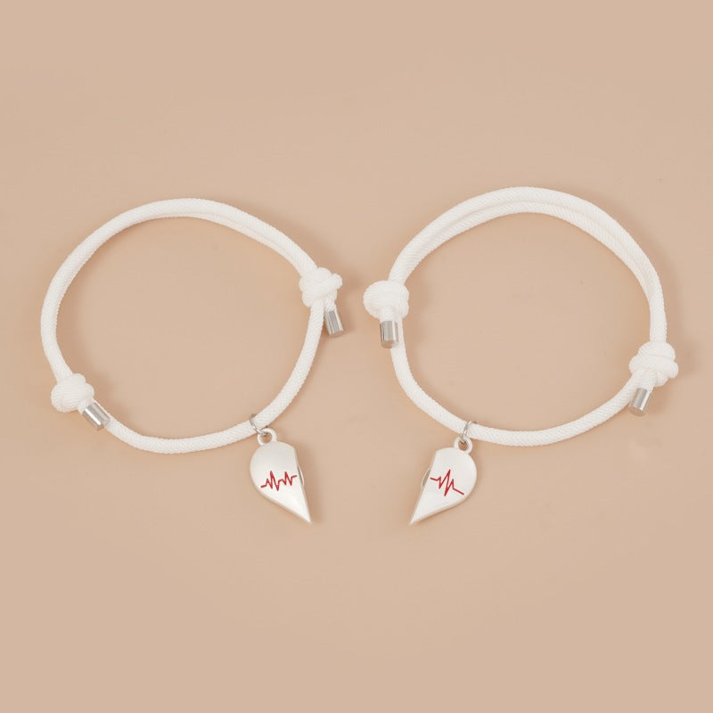 Heart-shaped Magnetic Buckle Bracelet Europe And America Creative Personality Alloy Couple
